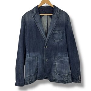 Closed Dark Blue Faded Denim Blazer Size 50 / Large
